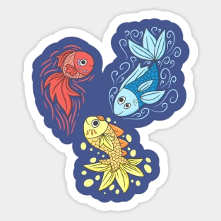 Red Yellow Blue Fishes Sticker